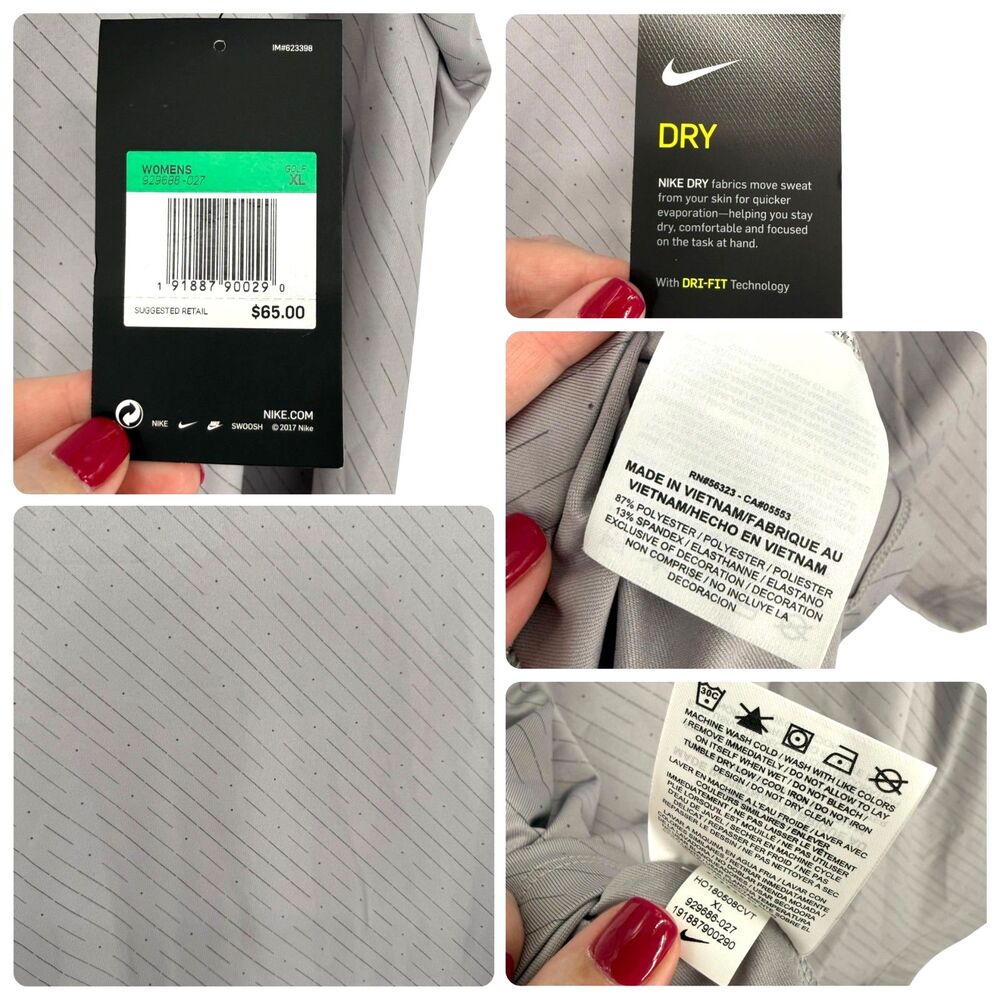 Nike Dri-FIT Golf Polo Womens XL Gray Sleeveless Racerback Stripe Dot 929686 NWT - Picture 11 of 11